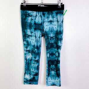 Soffe Dri Low Rise Galaxy Geometric Pull On Capri Leggings Blue Green XS NEW